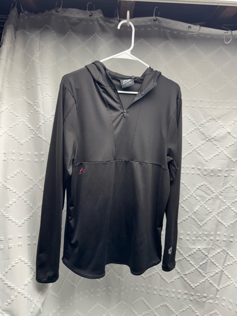 Bee Inspired Men's Large Black Quarter Zip Hooded Performance Pullover